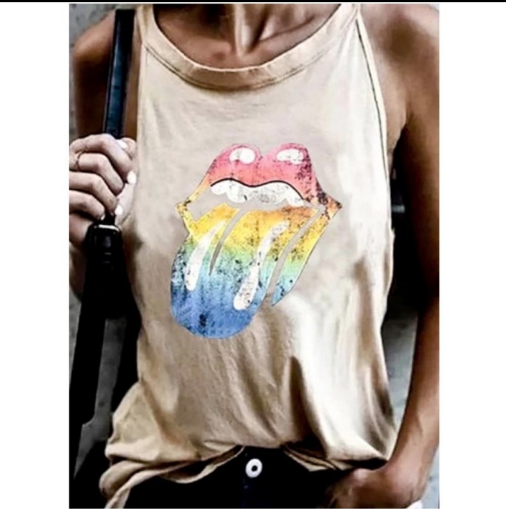 Lips Tank Top Latte